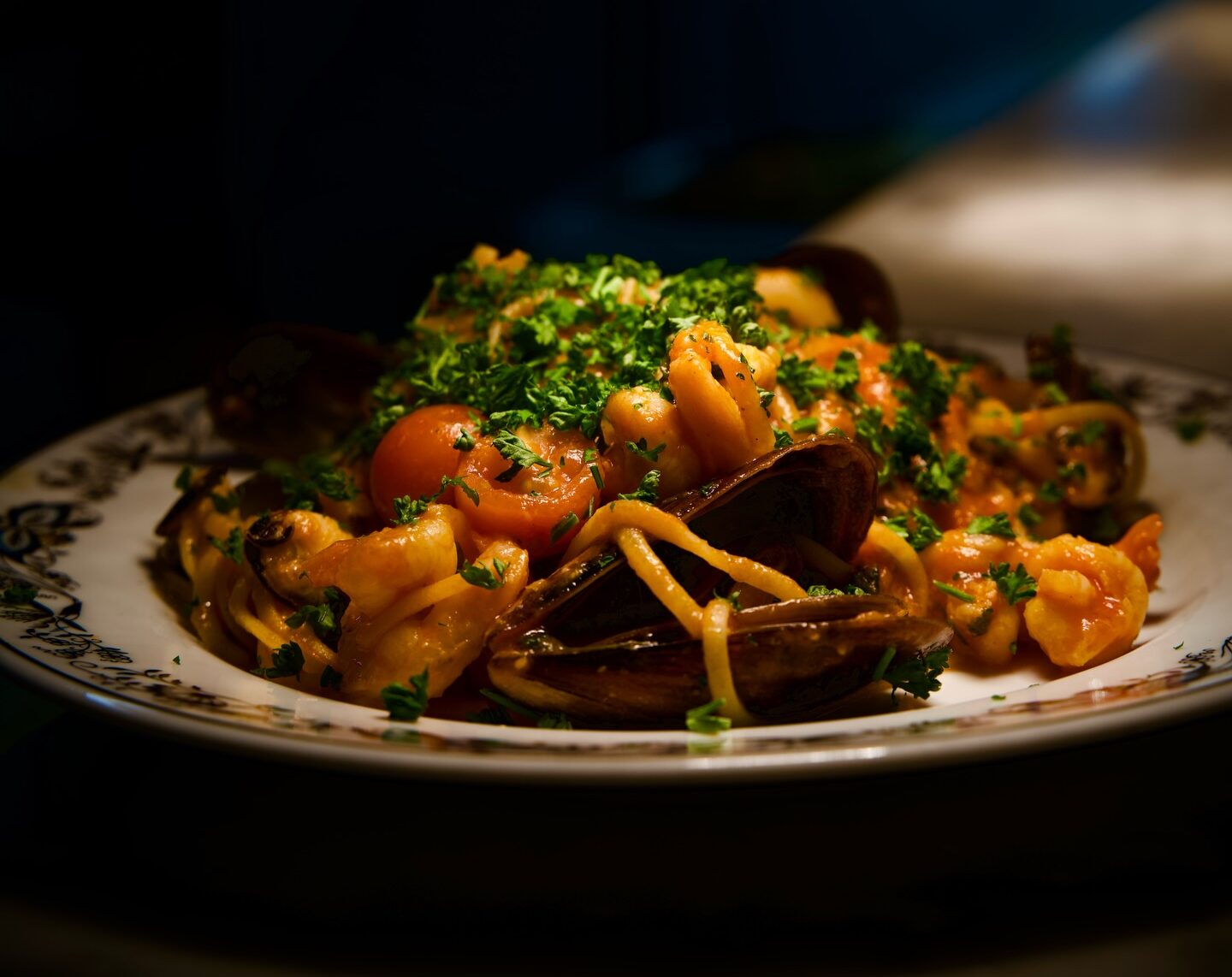 Pasta med skaldjur och örter